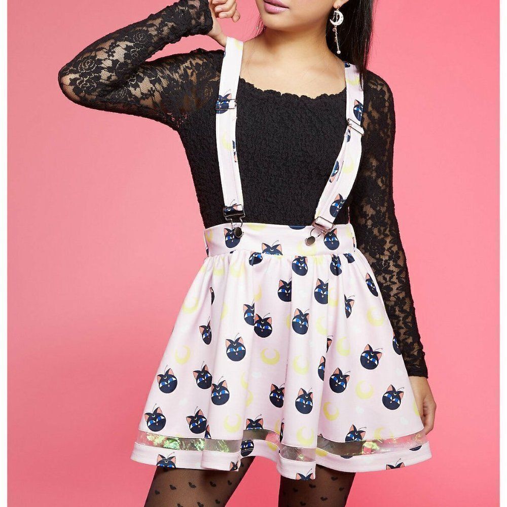 Sailor Moon Pink Luna with Holographic edge Suspender Skirt Sz S